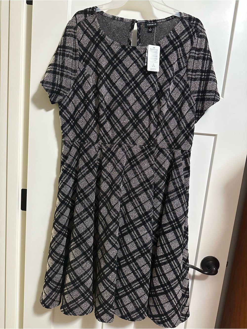 torrid Black and Gray Plaid A-Line Midi Dress